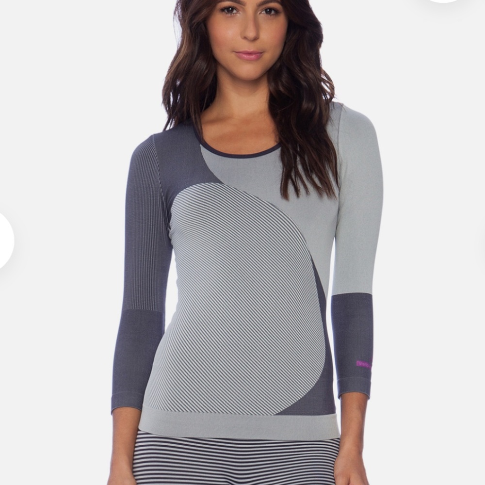 Adidas by Stella McCartney Grey and Charcoal Long Sleeve Seamless Top